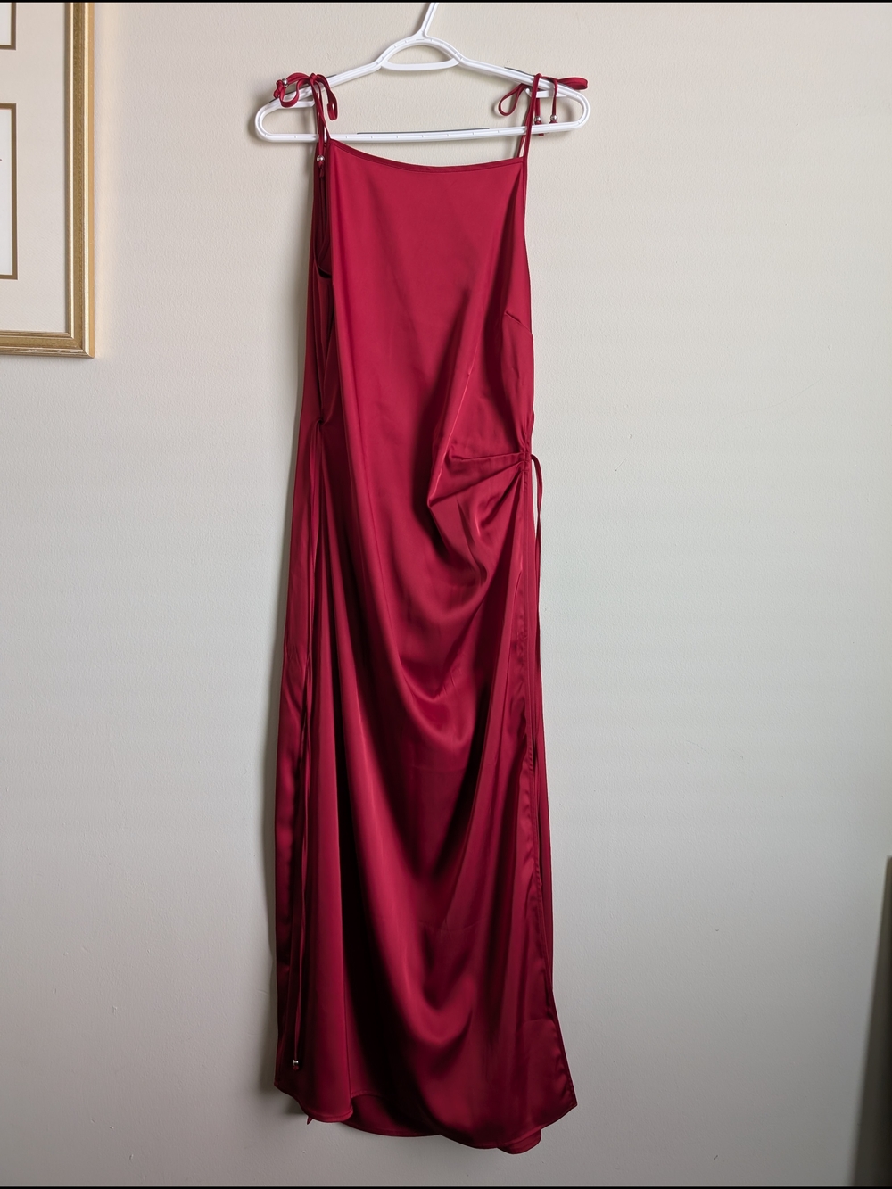 Scotch & Soda Anthropologie Shoulder Midi Red/ Wine/Burgundy Silky Dress Size 10